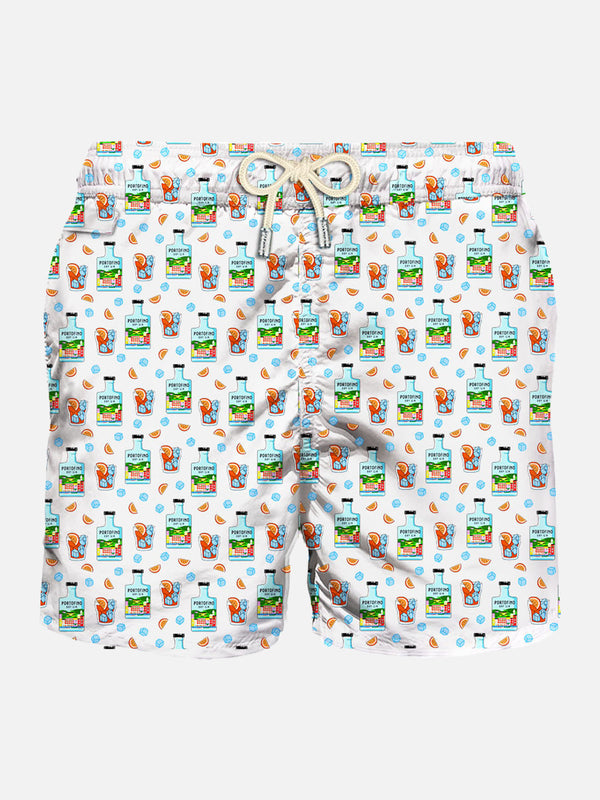 Man light fabric swim shorts with Gin print | PORTOFINO DRY GIN SPECIAL EDITION