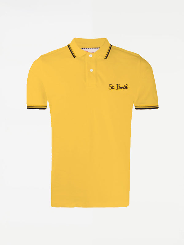 Stretch piquet polo with front embroidery