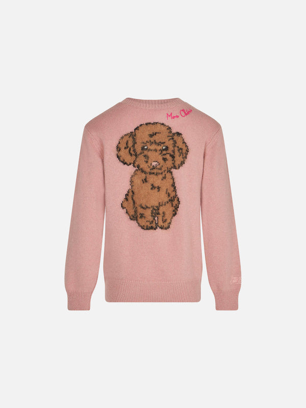 Girl crewneck sweater with dog print
