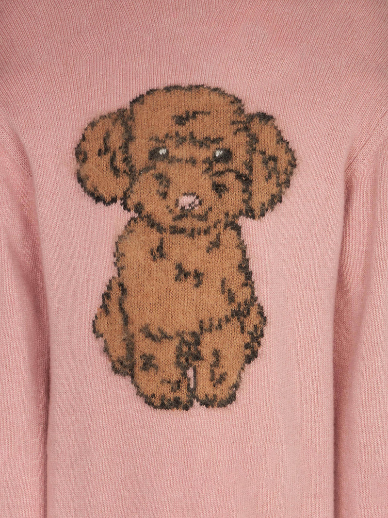 Girl crewneck sweater with dog print