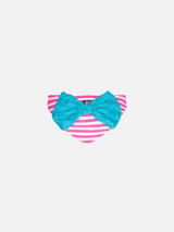 Girl swim briefs with pink and white stripes