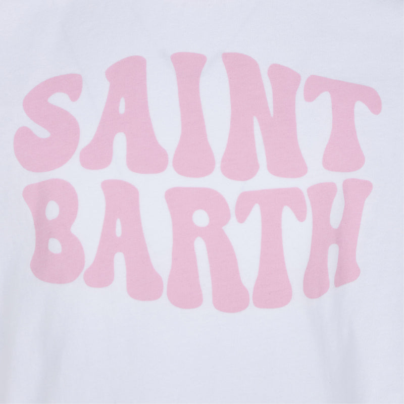 Girl cotton t-shirt with St. Barth groovy print
