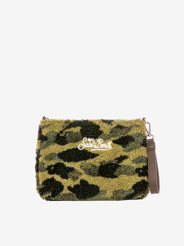 Parisienne camouflage sherpa cross-body pouch bag