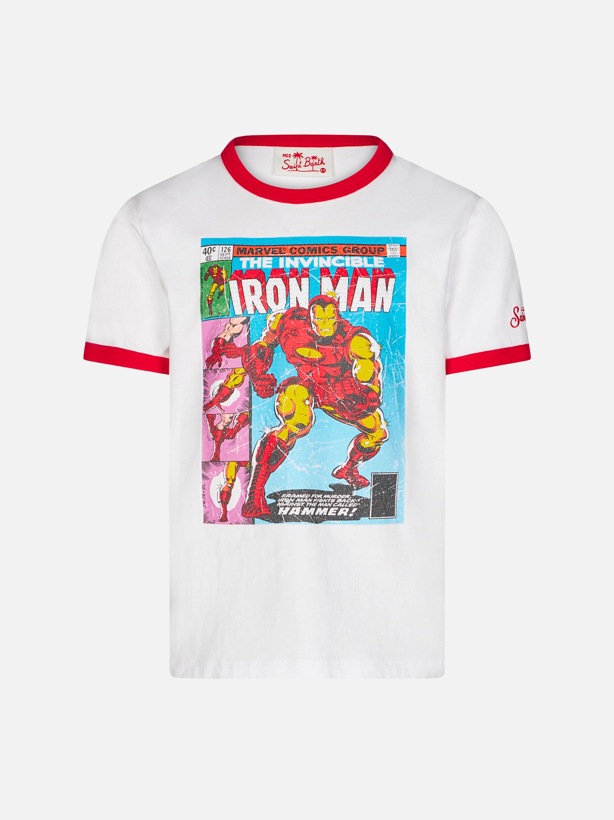 Kid white cotton t-shirt with Iron Man front print | MARVEL SPECIAL ED –  MC2 Saint Barth
