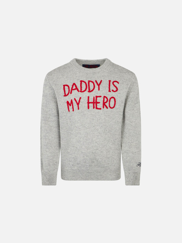 Kid sweater with Daddy is my hero embroidery