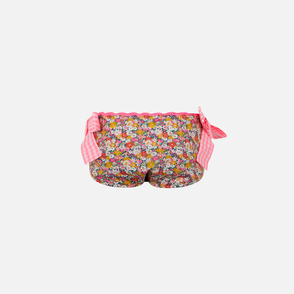 Girl swim briefs with multicolor flower pattern