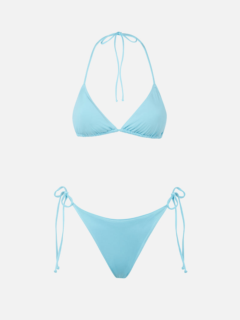Woman light blue triangle bikini
