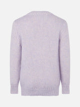 Girl crewneck lilac soft sweater with St. Barth embroidery