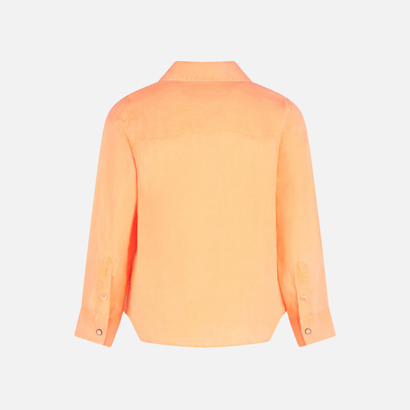 Camicia da bambino in lino arancione fluo