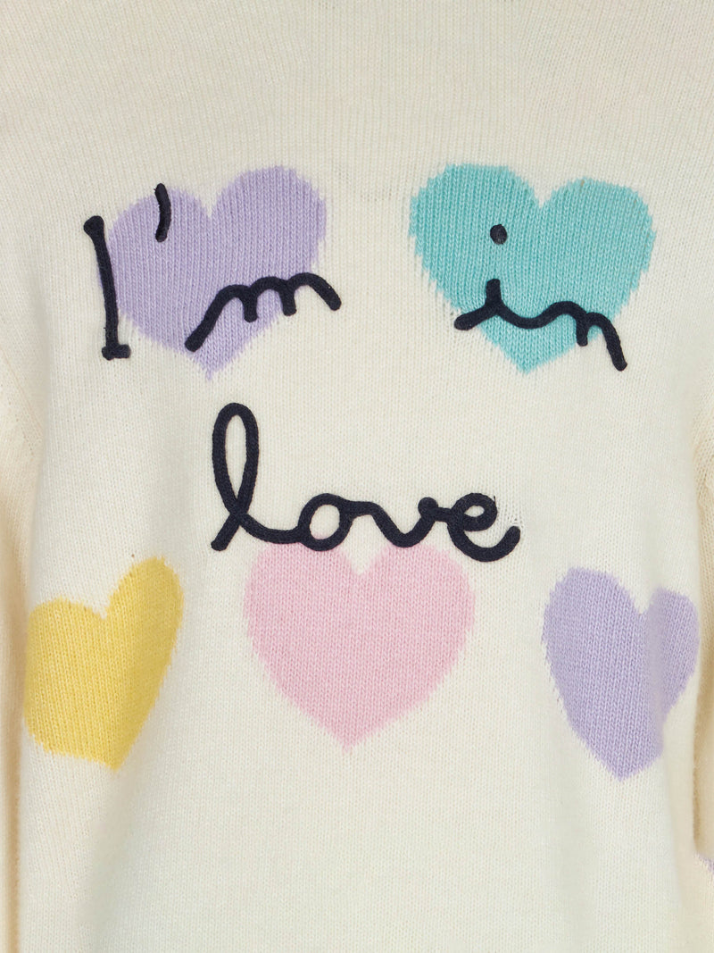 Girl sweater with hearts print and I'm in Love embroidery