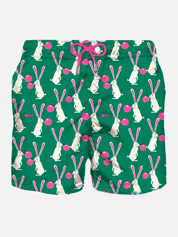 Man lightweight fabric swimshorts Lighting with Big Babol rabbits print | BIG BABOL SPECIAL EDITION