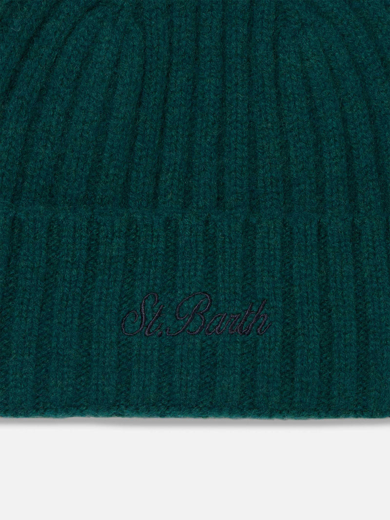 Man green beanie with St. Barth embroidery