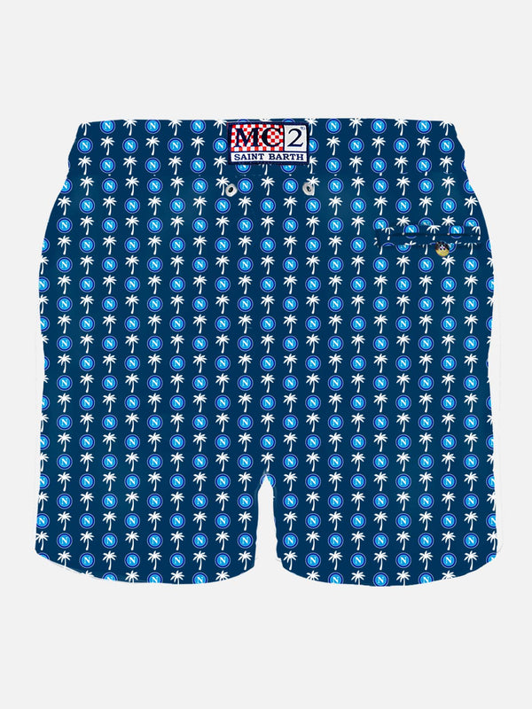 Man light fabric swim shorts with Napoli logo print | SSC NAPOLI SPECIAL EDITION