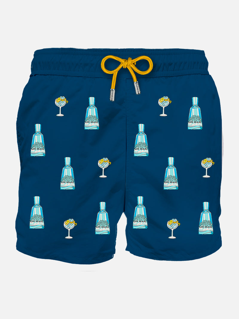 Costume da bagno da uomo blu classico con stampa Gin Mare | @GIN MARE EDIZIONE SPECIALE
