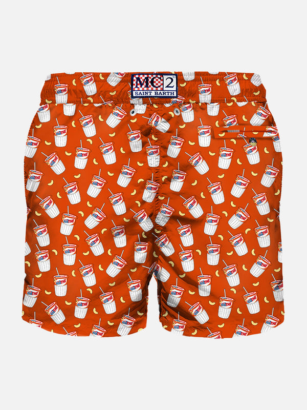 Man light fabric swim shorts with Estathé print | Estathé® Special Edition
