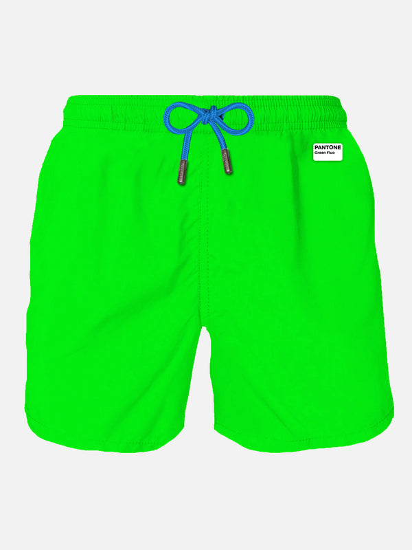 Man lightweight fabric fluo green swim-shorts Lighting Pantone | PANTONE SPECIAL EDITION