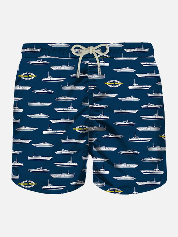 Man light fabric swim shorts with Magnum Marine print | MAGNUM MARINE SPECIAL EDITION