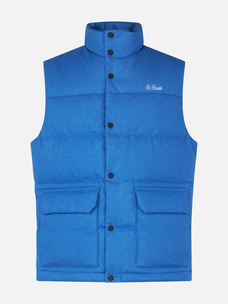 Man down padded wooly bluette vest with pockets