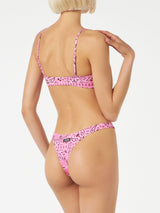 Bikini da donna a bralette con stampa bandana rosa