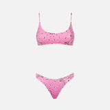 Woman bralette bikini with pink bandanna print