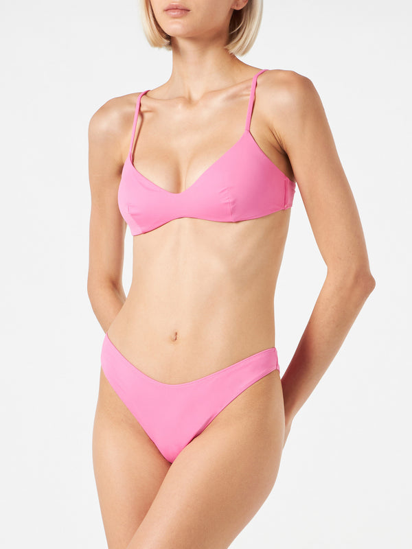 Woman pink bralette bikini