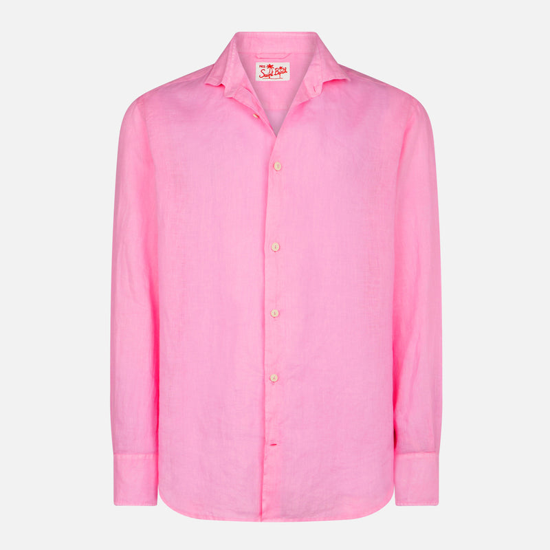 Camicia da uomo Pamplona in lino rosa