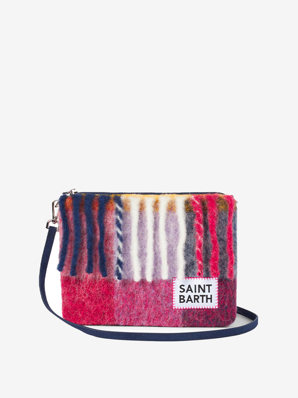 Parisienne blanket crossbody pouch bag with pink and grey shades