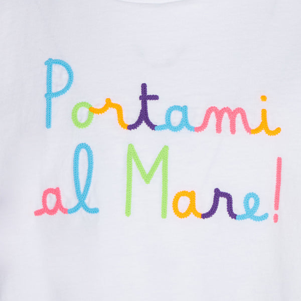 Girl ruffled t-shirt with flounce and Portami al Mare embroidery