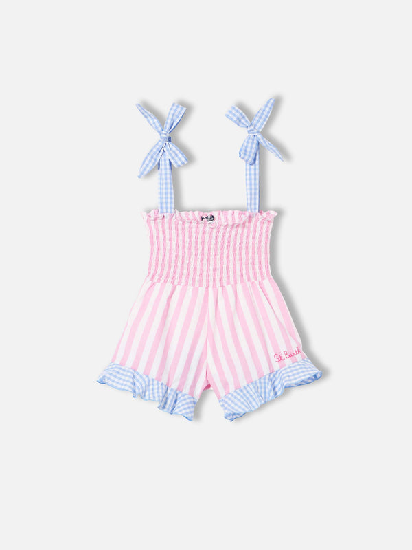 Girl short jumpsuit with striped print
