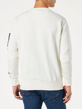 Man white sweatshirt with St. Barth navy print