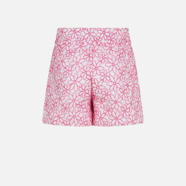 Girl cotton shorts with daisy embroidery