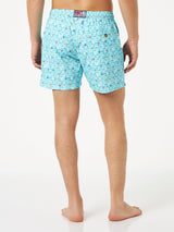 Man light fabric comfort swim shorts with sea star print