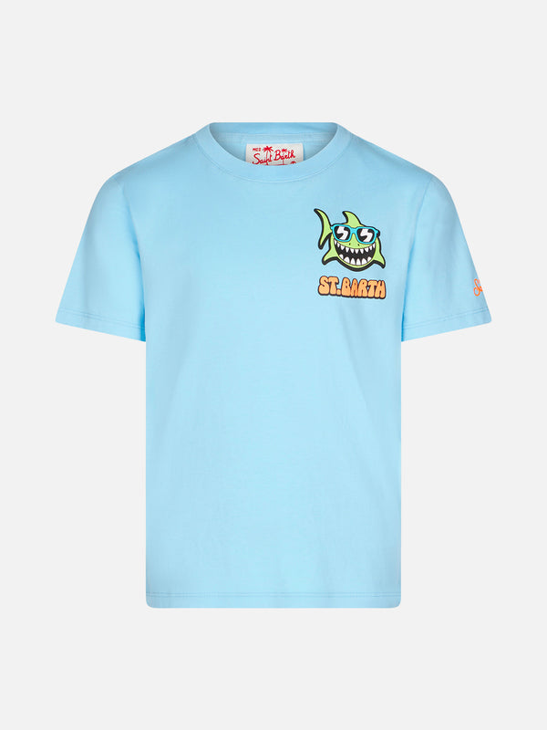 T-shirt da bambino in cotone con stampa squalo St. Barth