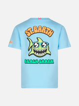 Boy cotton t-shirt with St. Barth shark print