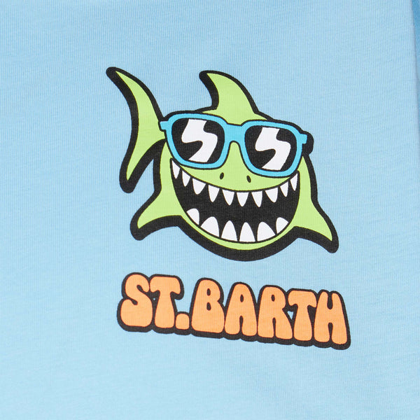 Boy cotton t-shirt with St. Barth shark print