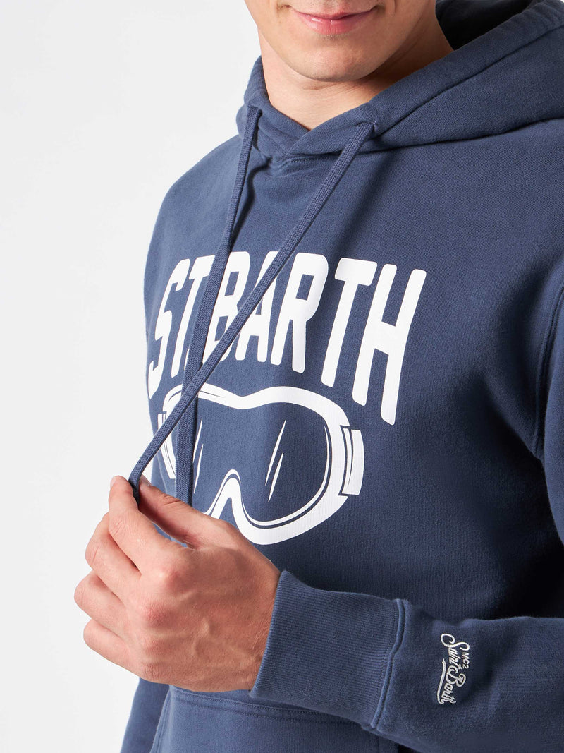 Man blue hoodie with St. Barth ski club print