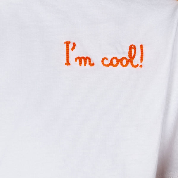 T-shirt da bambino in cotone con ricamo frontale I'm cool e Snoopy sul retro | EDIZIONE SPECIALE PEANUTS™
