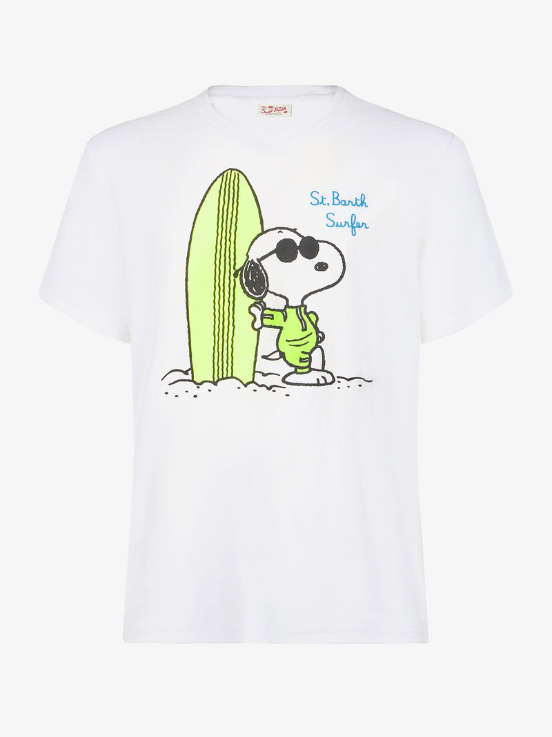 T-shirt da uomo in cotone con stampa Snoopy surfista | Edizione speciale Peanuts®