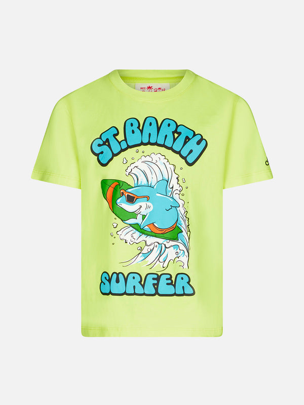 Boy cotton t-shirt with St. Barth Surfer print