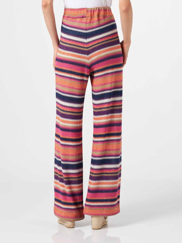 Knitted striped palazzo pants
