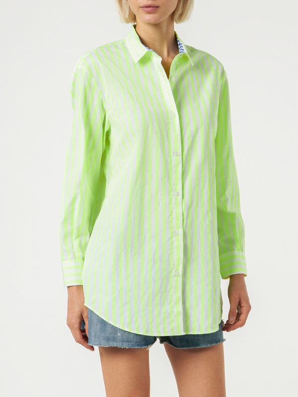 Striped  cotton shirt with Saint Barth embroidery