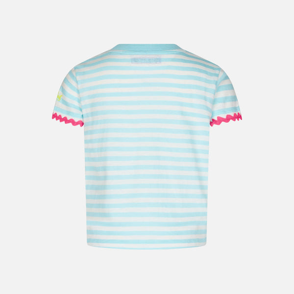 Girl striped t-shirt with Saint Barth embroidery