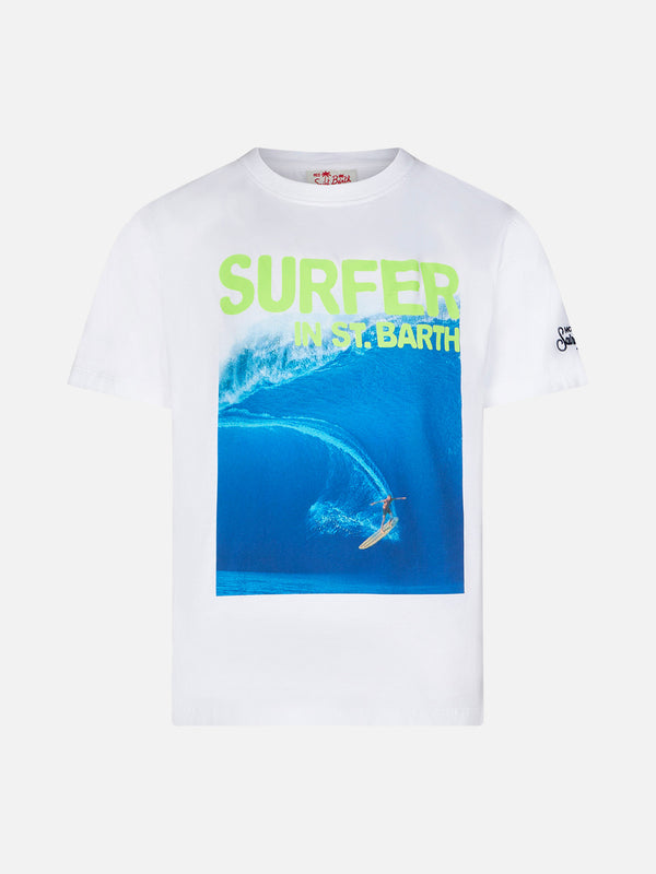 Boy cotton t-shirt with Surfer in St. Barth print