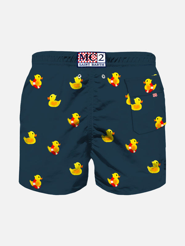 Boy swim shorts with ducky embroidery