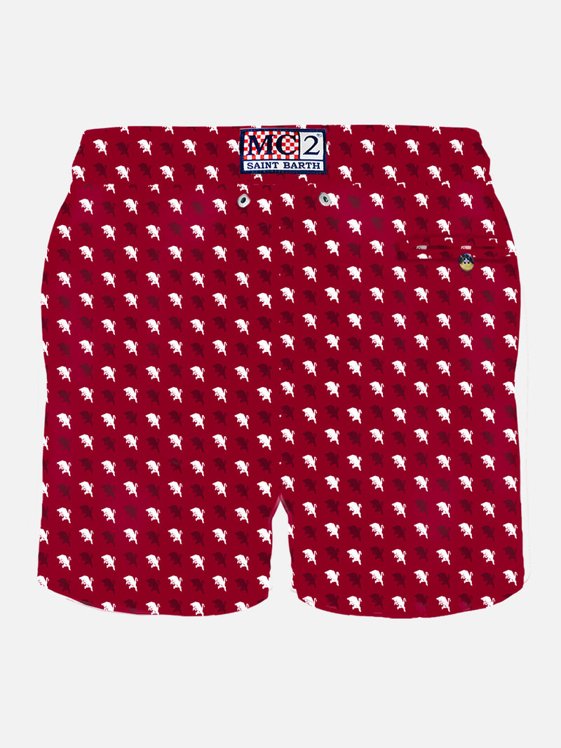 Man light fabric swim shorts with tauros print | TORINO FC SPECIAL EDITION
