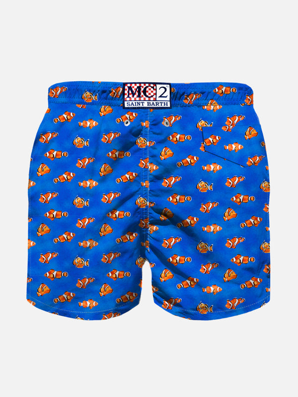 Boy light fabric swim shorts with clownfish print