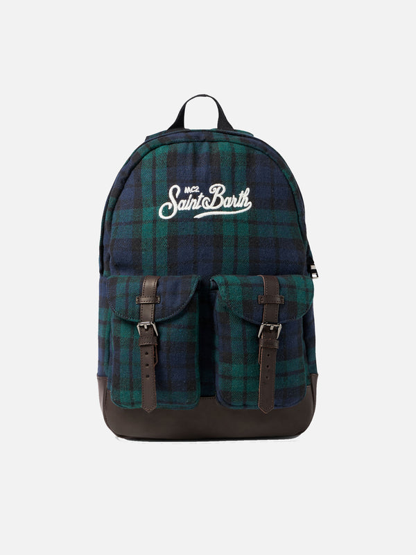 Backpack with tartan print