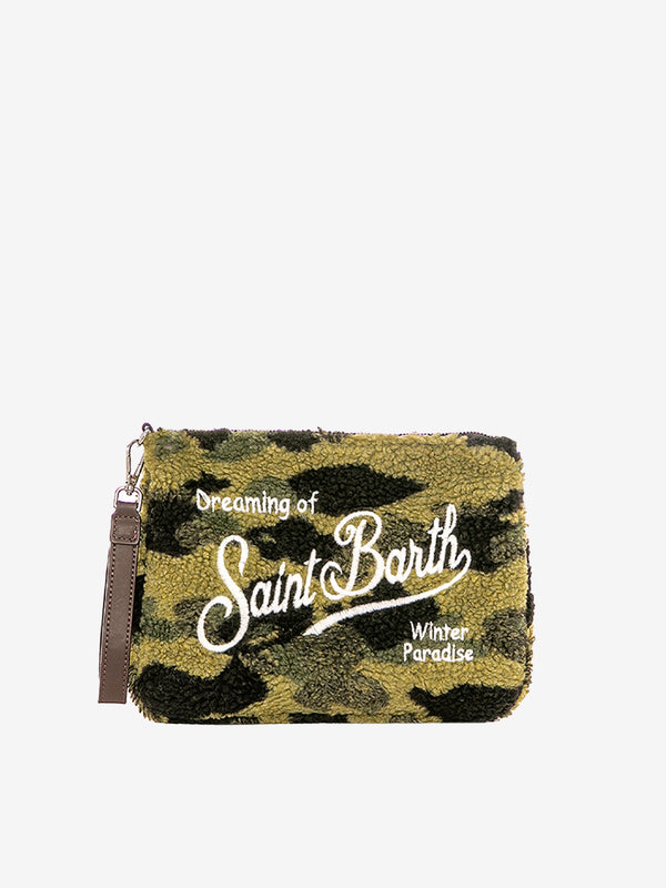 Parisienne camouflage sherpa cross-body pouch bag