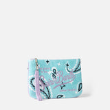 Parisienne water green terry pouch bag with paisley print