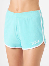 Woman water green terry shorts with piping | MELISSA SATTA SPECIAL EDITION